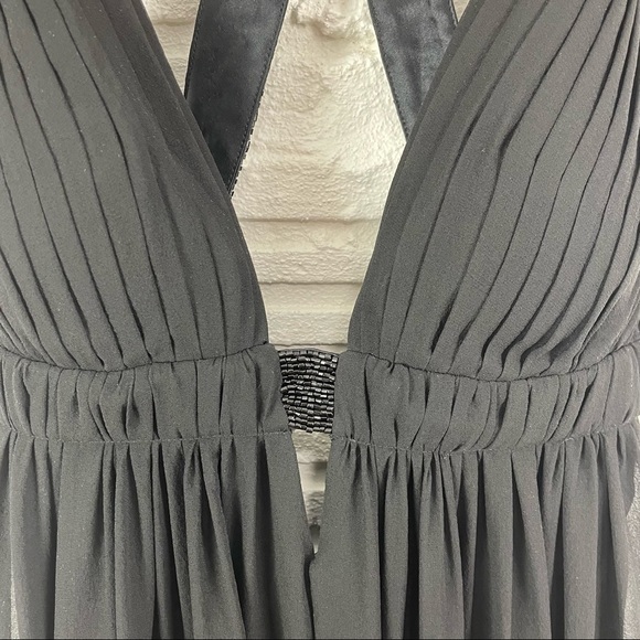 Cache Dress Y2K Black Sheer Chiffon Silk Beaded Whimsigoth Fairy Ethereal Size 2 - Picture 5 of 15